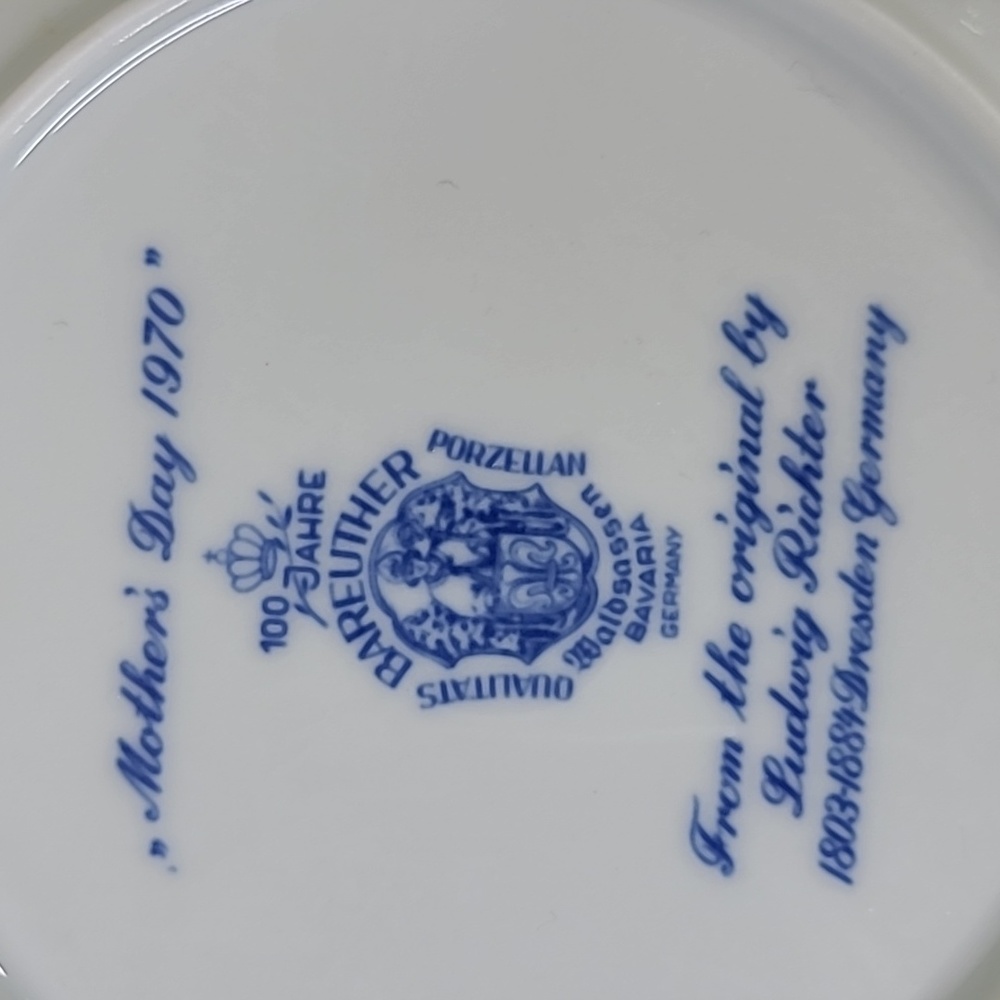Plate Mother's Day 1970 Blue White Muttertag Bavaria Germany Collectible EUC - Picture 3 of 3